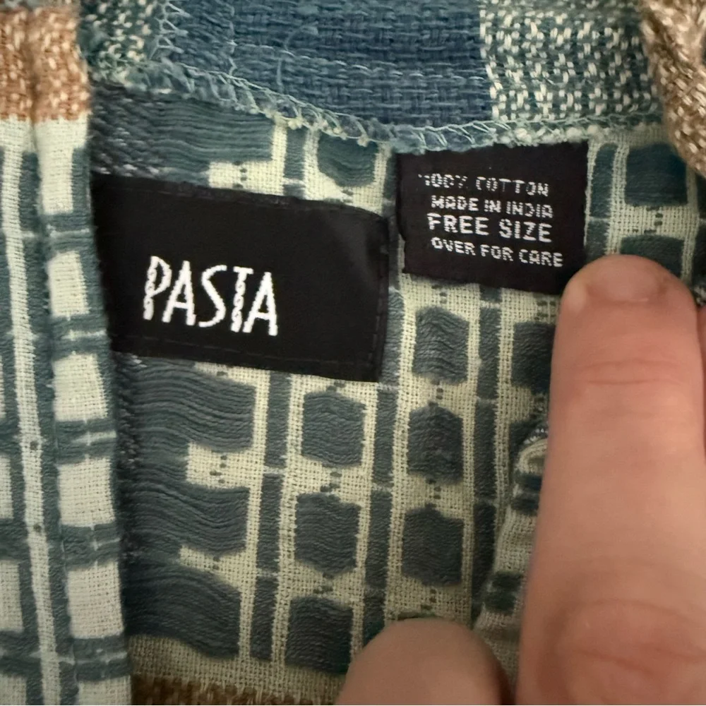 Vintage Pasta‎ Hooded Sweater Free Size Patchwork Drug Rug Lightweight